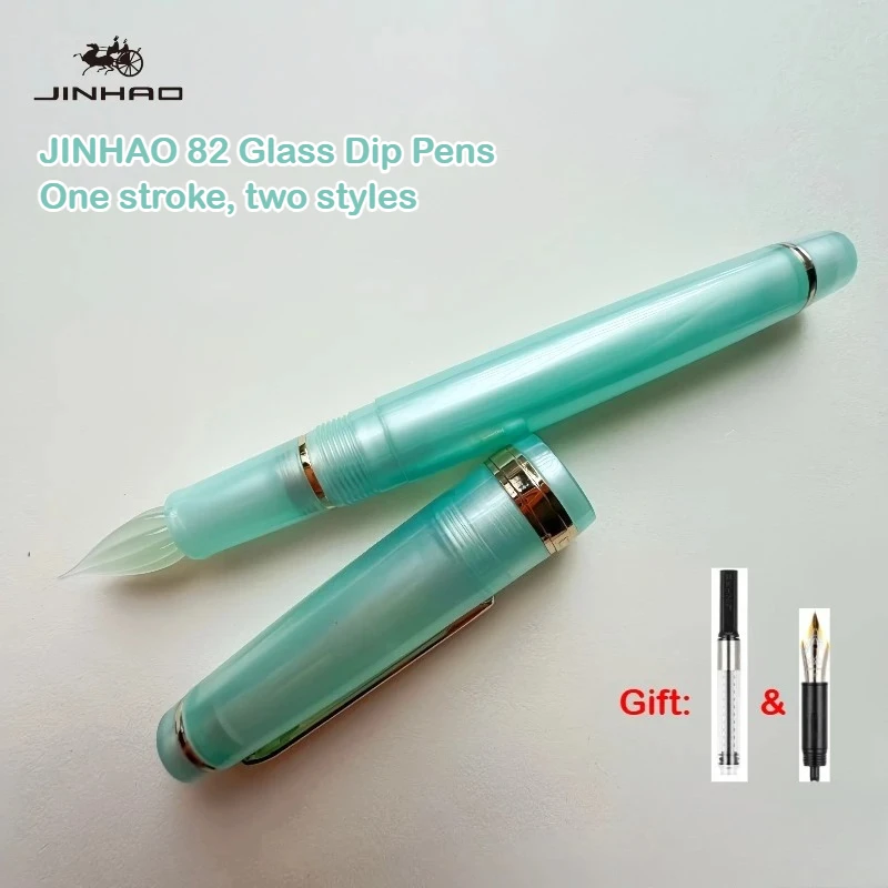 Фото Перьевые ручки JINHAO 82 со стеклянным корпусом и конвертерами для чернил, два стиля в одном, для каллиграфии, канцелярские товары, школьные принадлежности №1