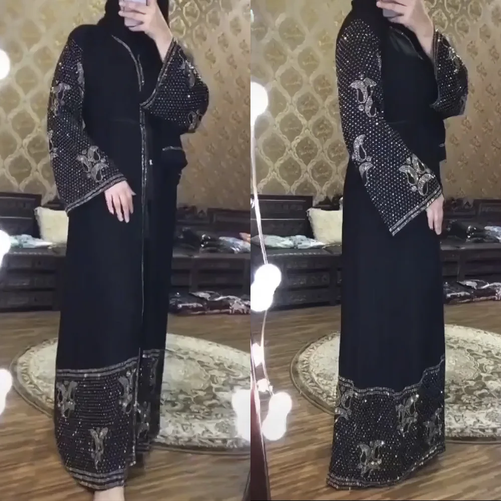 Рамадан, Дубай, Арабская мусульманская абайя, женское платье с тремя кнопками, горячая Распродажа, с хиджабом, марокканский кафтан, женское ...