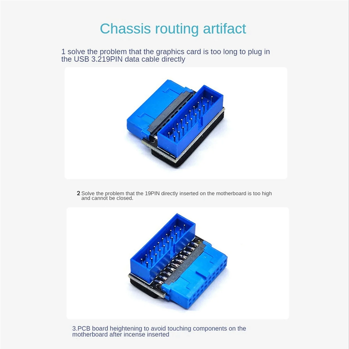 Фото B03B-USB-адаптер разъема USB3.2 GEN1 19-контактный/20-контактный разъем 90-градусный рулевой локоть-конвертер DIY настольная материнская плата B №4