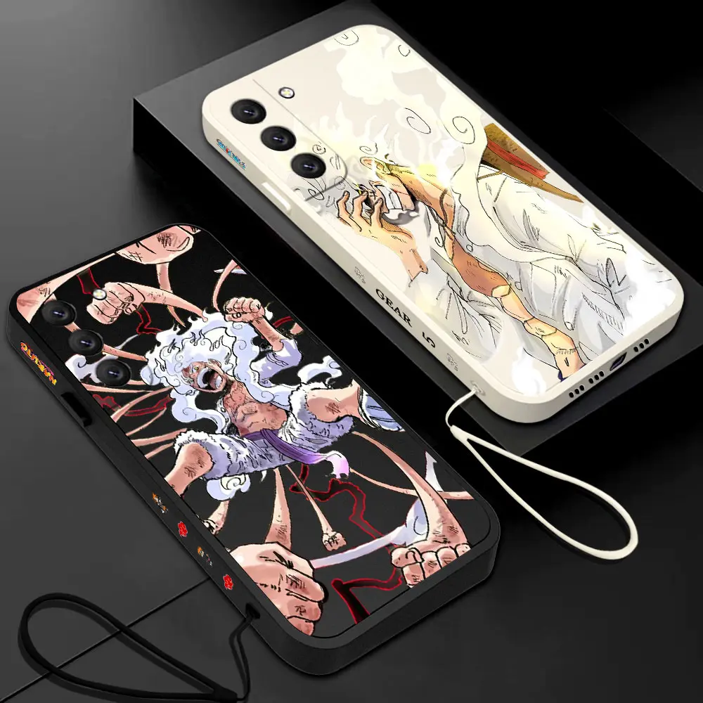 

One Pieces Luffies Gear 5 Phone Case For Samsung Galaxy S23 S22 S21 S20 Ultra FE S10 4G S9 S10E Note 20 10 9 Plus With Lanyard