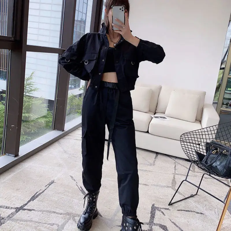 

Women's Sportswear 2023 Spring Autumn New Korean Version Loose Casual Handsome Jacket Matching in Workwear Pants Two Piece Set