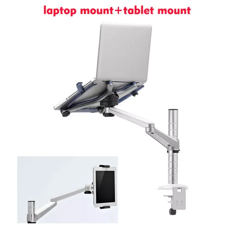 

aluminum Dual arm swivel LCD Monior Holder+ Laptop Holder Stand Table F 9inch 10inch pad desk mount