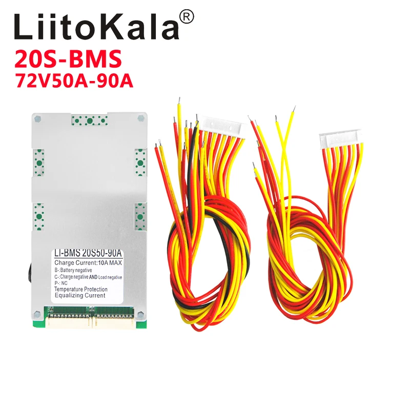 

LiitoKala BMS 20S 72V 50A/90A 18650 Lithium Battery Protection Board Battery Active Balancer Charger Power Bank Charging supply