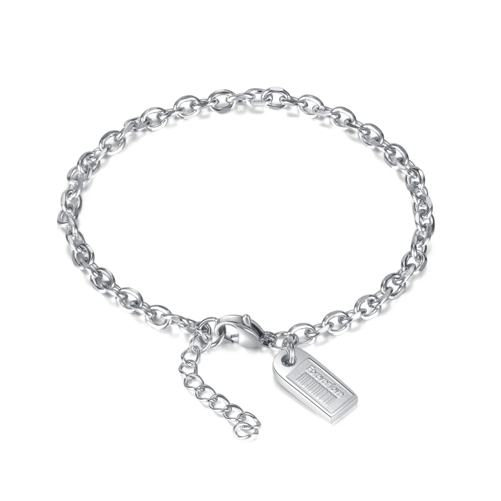 

forever love Charms Chain Bracelet Gold Square Link Chain Bracelet Bangles For Women Good Lucky Jewelry Gift
