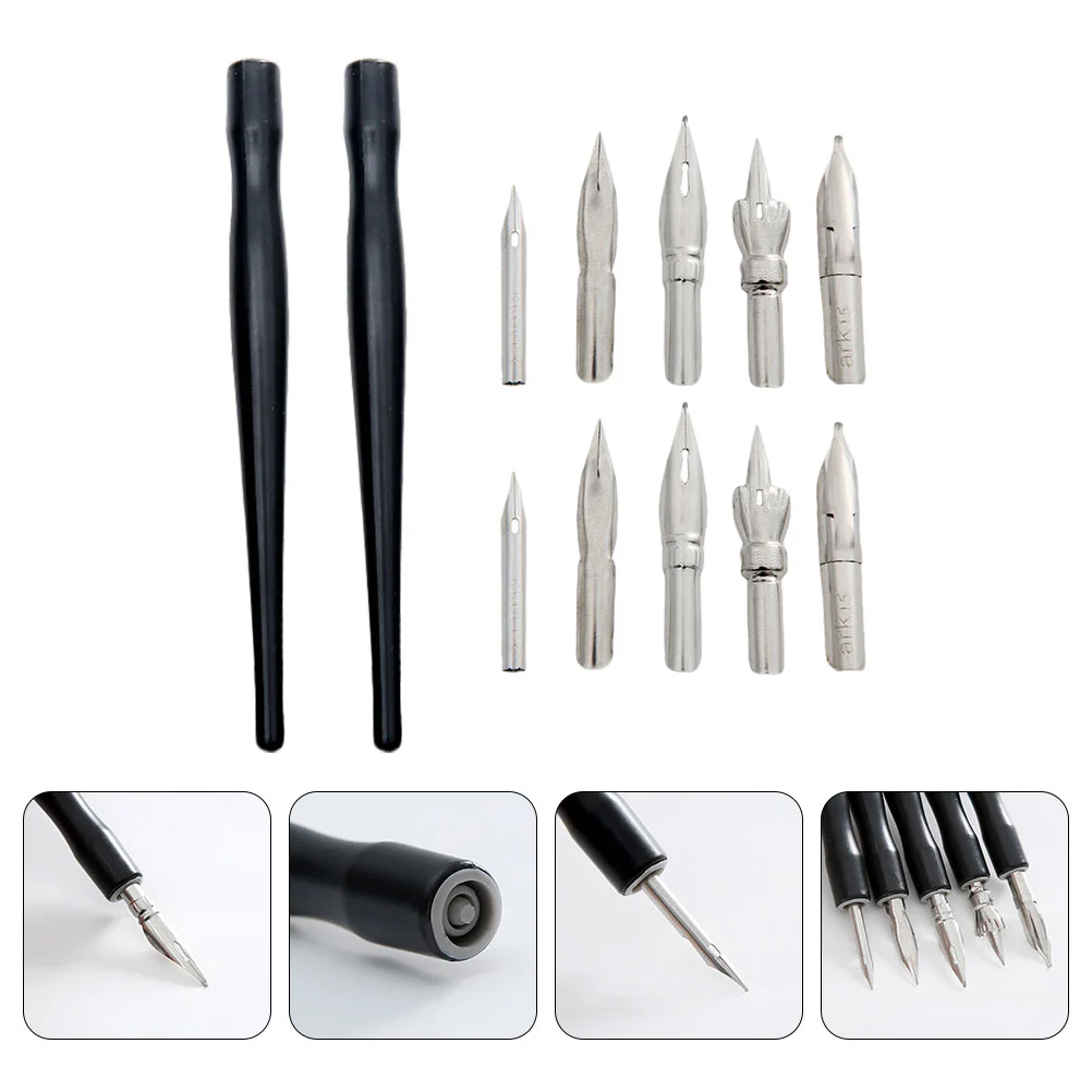 

Pen Dip Cartoon Set Drawing Comic Painting Manga Calligraphy Metal Accessories Dipped Retro Signature Ink Holder Wood Nib Pens