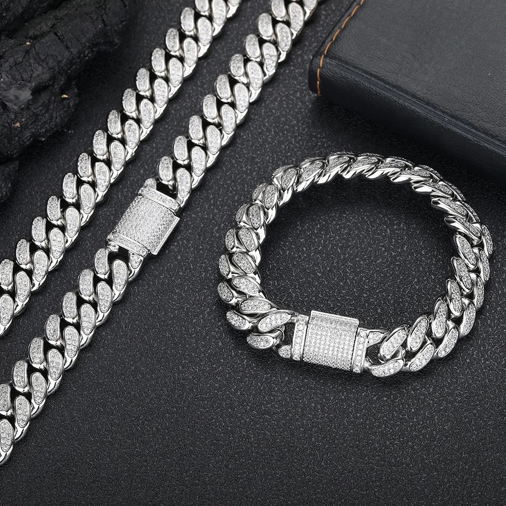 Ювелирные изделия Nuoya для мужчин и женщин кубинская цепь с муассанитом двойной