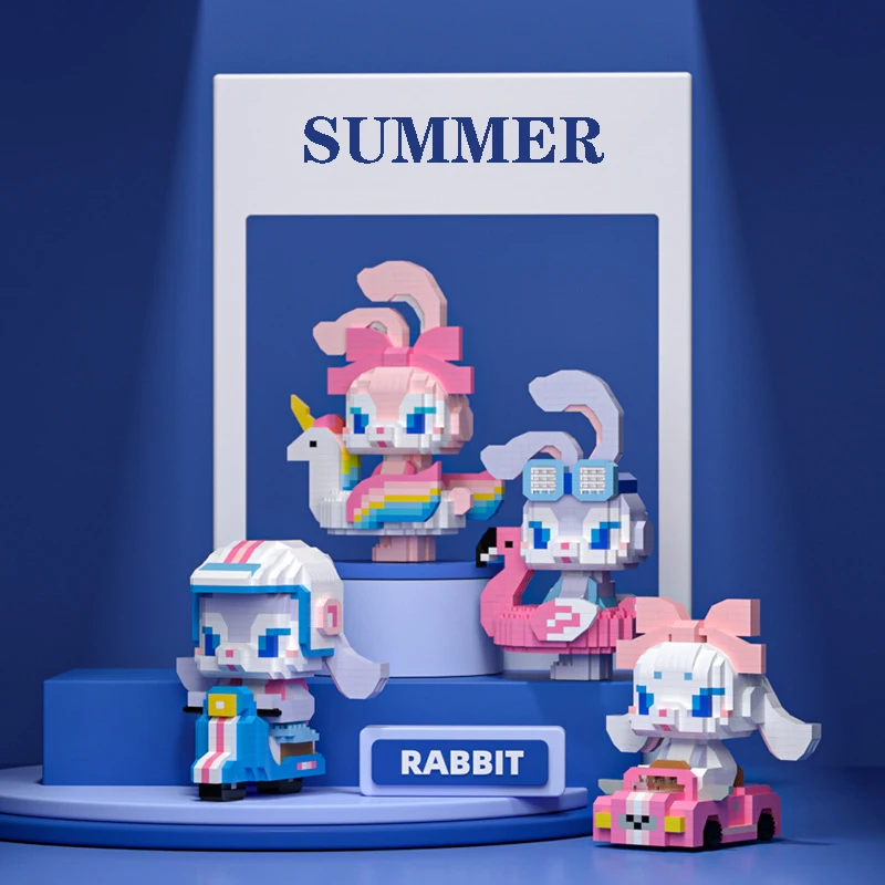 

Kawaii Summer StellaLou Swimming Ring Micro Building Blocks DIY Disney Mini Bricks Figures Model Toys For Kids Christmas Gift