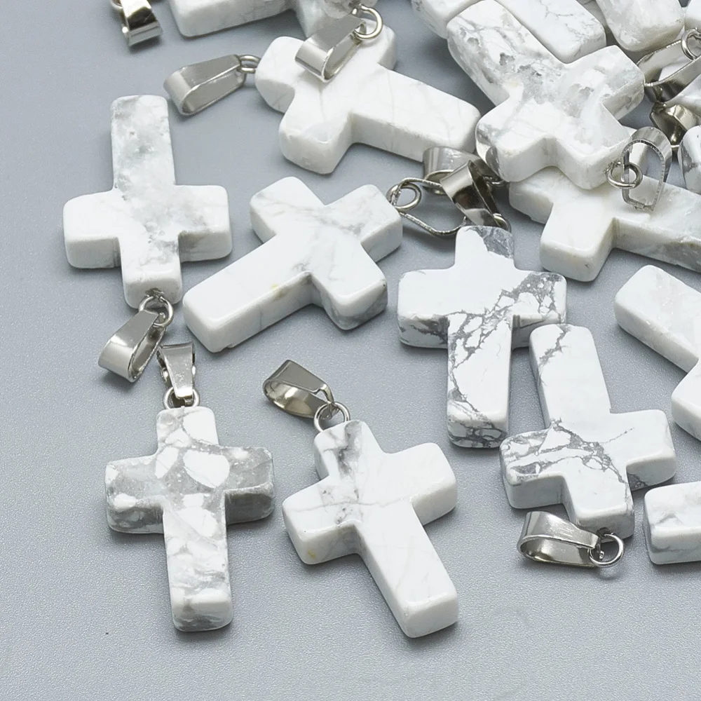 

Натуральные Подвески Howlite из нержавеющей стали с крестом 29 ~ 30x18 ~ 19x6 мм, отверстие: 6x4 мм, пасхальные, 5 шт.