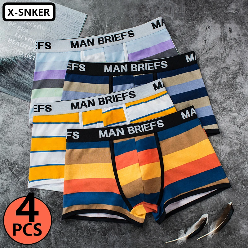 Boxer Men Underpants Brand Cotton Youth Sports Underwear Man Personality Men's Panties Stripes Mens Boxers For Intimate Sexy