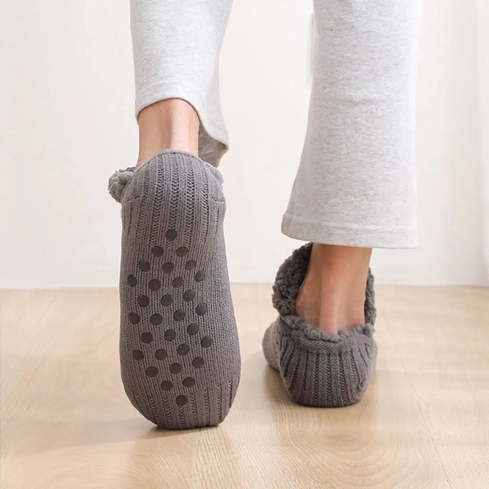 Унисекс Термохлопковые Носки Однотонные Толстые Теплые Нескользящие Домашние