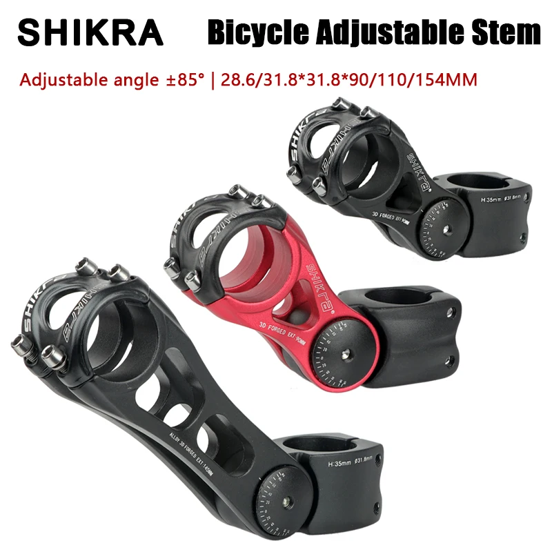 

SHIKRA MTB Road Bike Electric Bicycle Accessories Parts Aluminum Alloy Handlebar Adjustable Heightened Stem 90mm 110mm 145mm