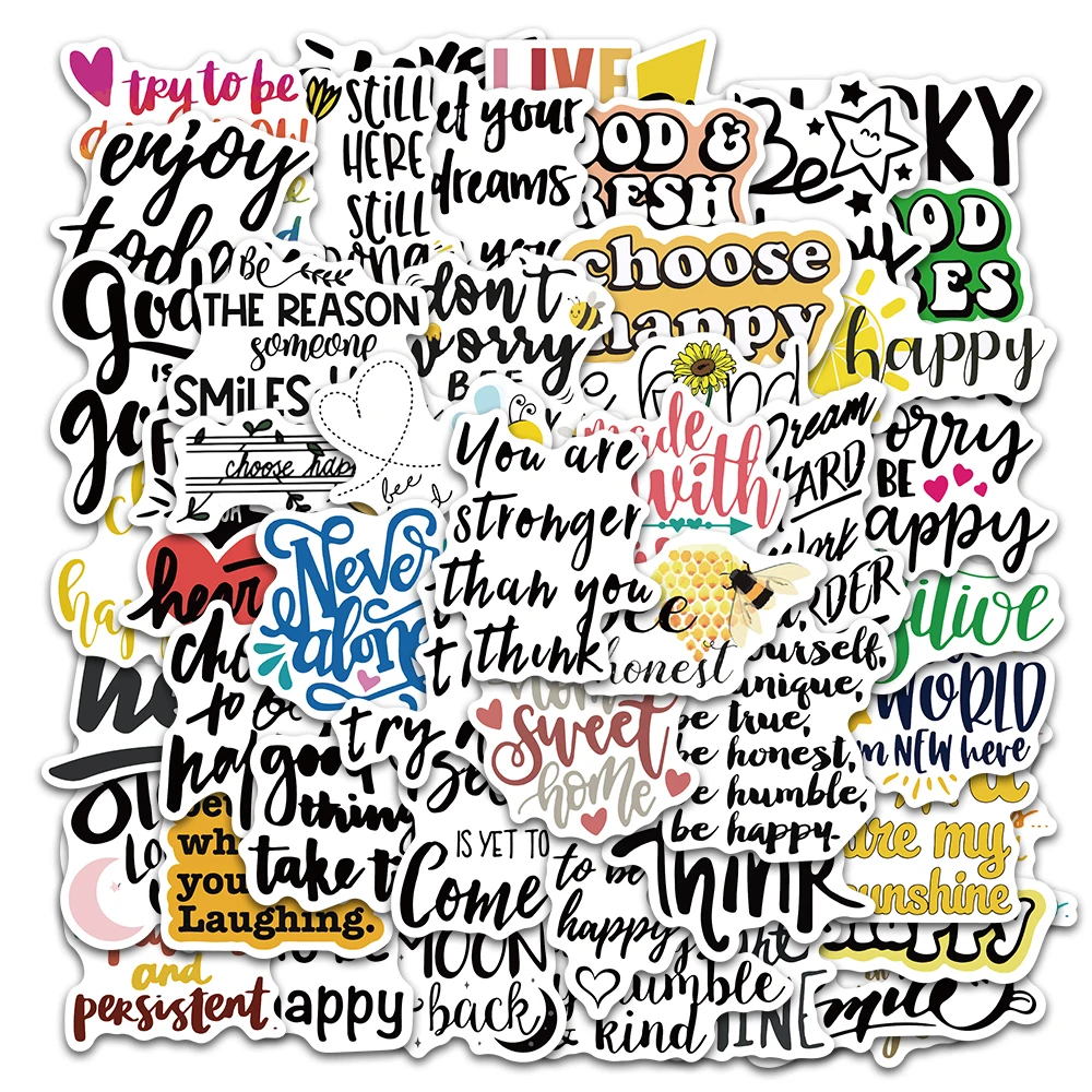 

10/50PCS Sentence Text Stickers Vintage For Gift DIY Kid Notebook Luggage Motorcycle Laptop Refrigerator Decals Graffiti