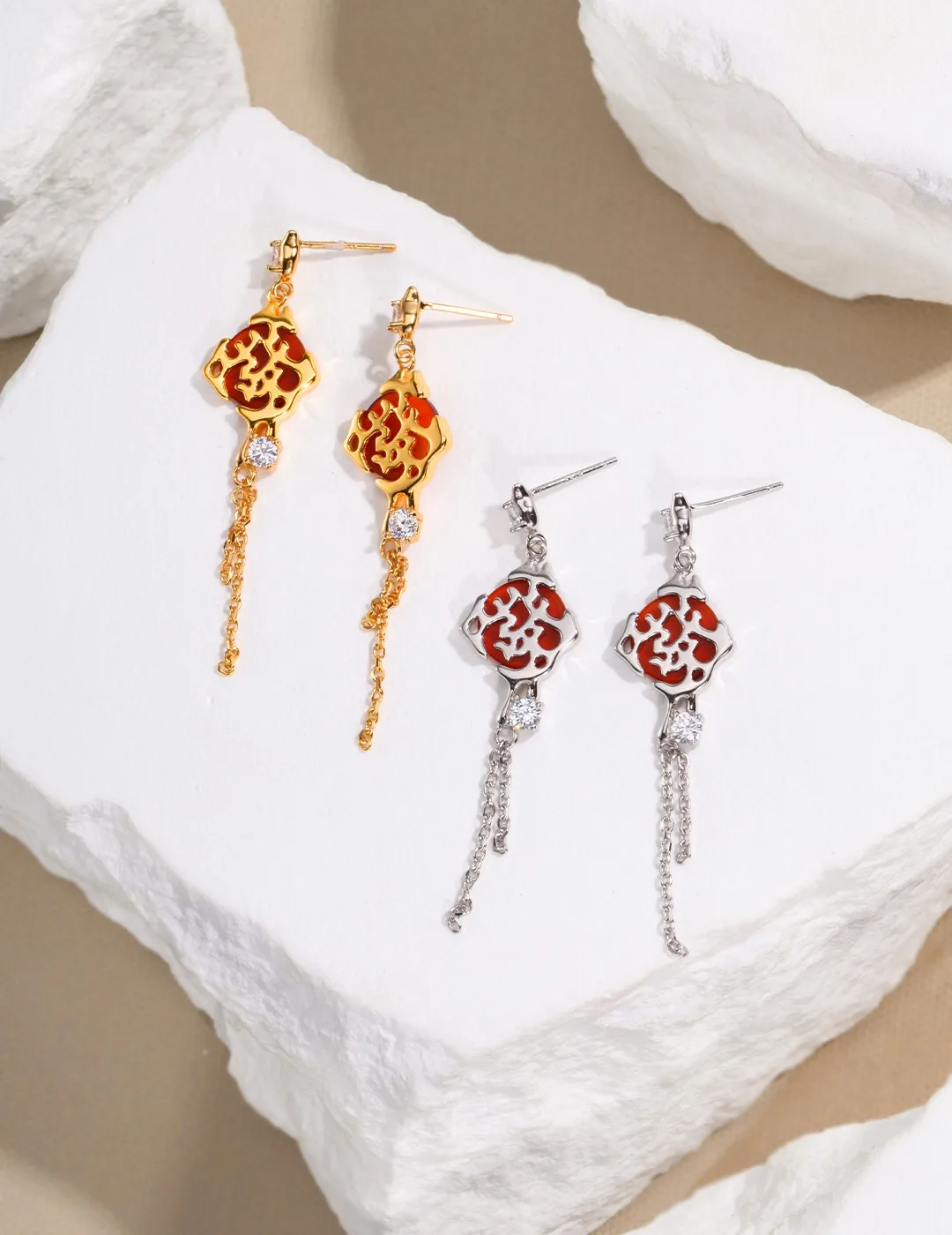 

Sterling Silver Fortune AB Asymmetrical Earrings