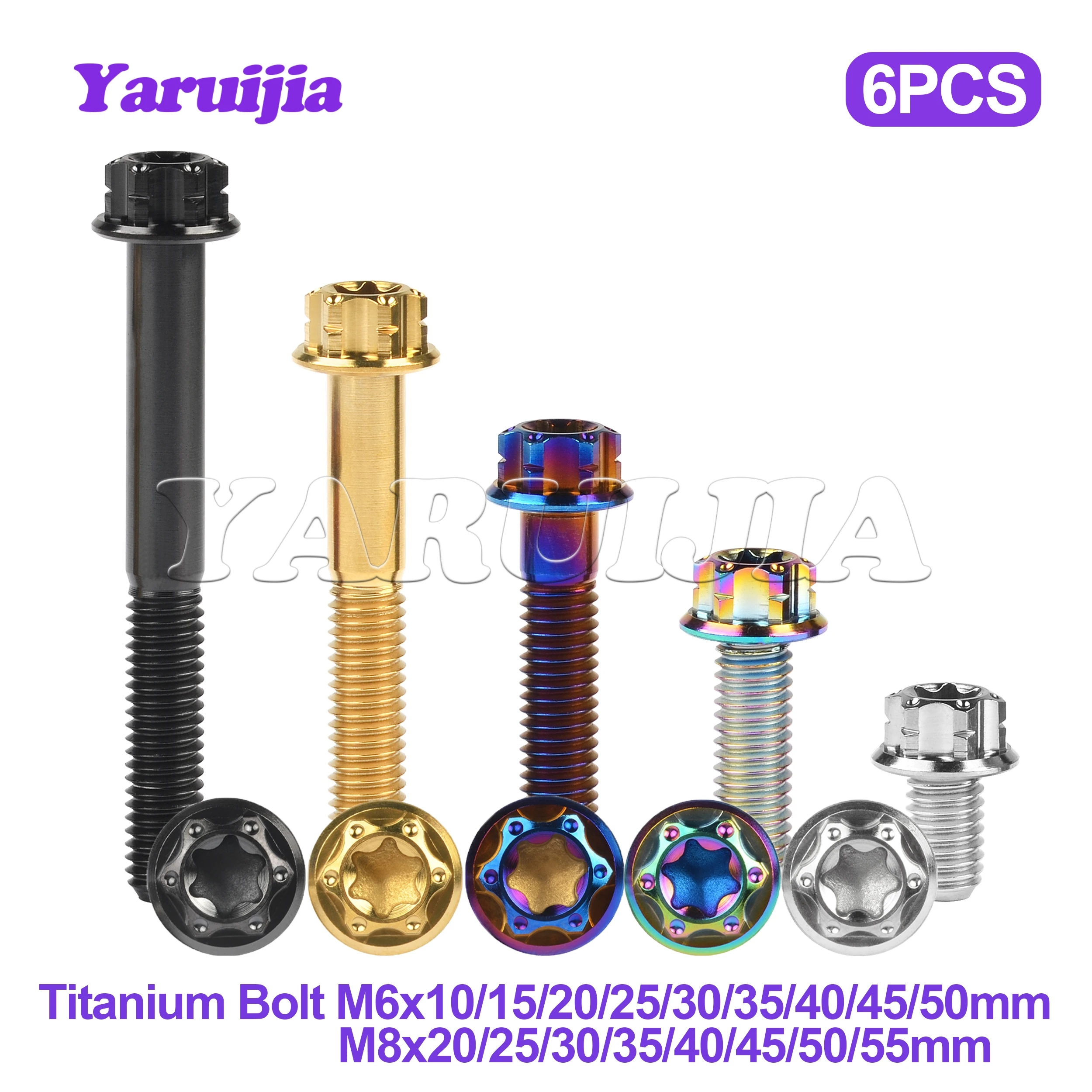 Фото Титановый болт Yaruijia M6/M8x10/15/20/25/30/35/40/45/50/55 мм, винты с нестандартной головкой для крепежных деталей мотоцикла №1