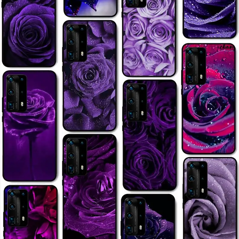 

Purple Rose Phone Case for Huawei P50 P40 E P30 P20 Pro P10 Lite P Smart Y6 Nova3E Honor10 Cover