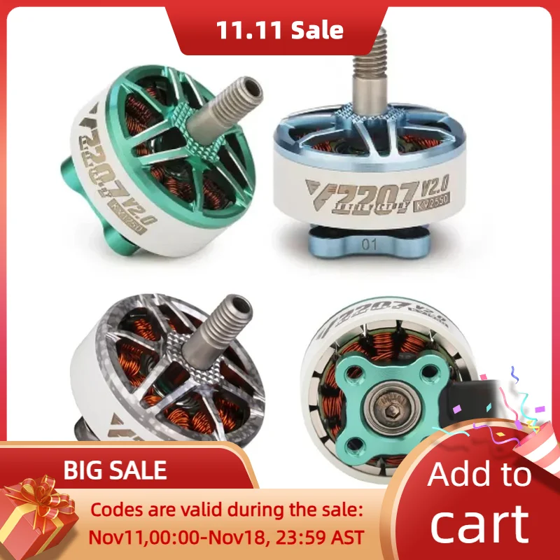 T-motor VELOX V2.0 V2207 V2306 1750KV/1950KV/2550KV 1950KV/2400KV 5 ~ 6S 4-6S 3-4S Motor для FPV гоночного дрона