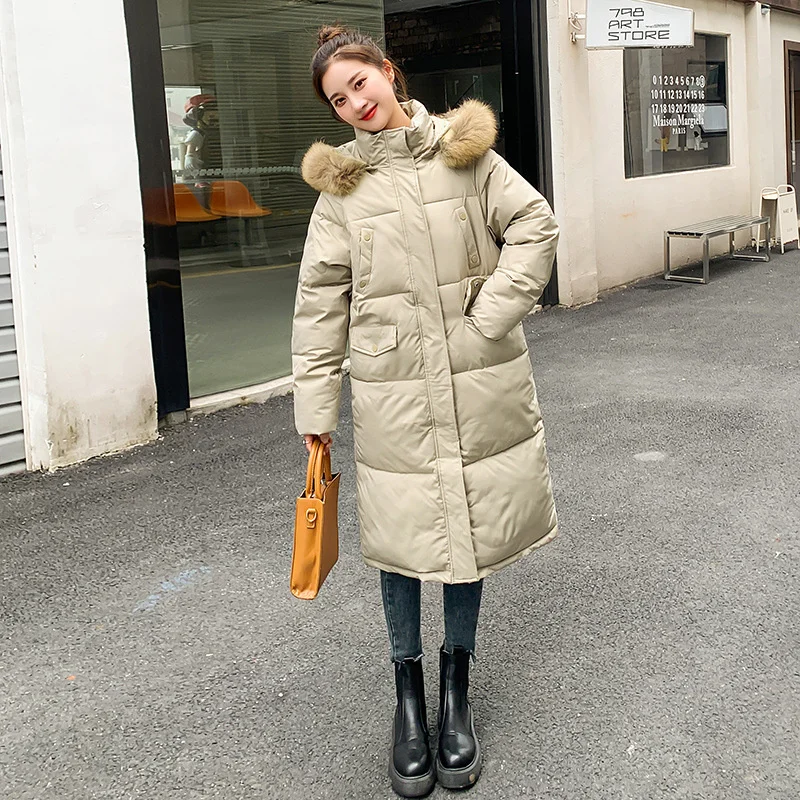 Long Winter Women Cotton Jacket Coat Elegant Female Fur Hooded Parka Outwear Casual Thick Warm Women Winter Coat Clothes