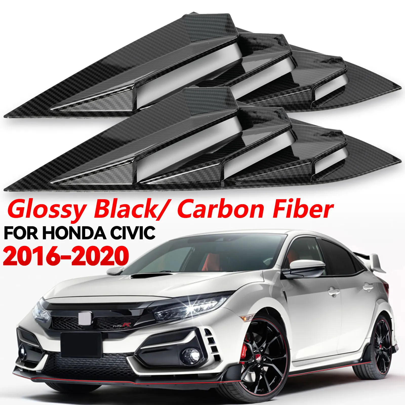 

Стильная четверть панели окна из углеродного волокна заднее боковое вентиляционное отверстие овальная решетка жалюзи Обложка отделка для Honda Civic 10 тип R хэтчбек 2016-2021