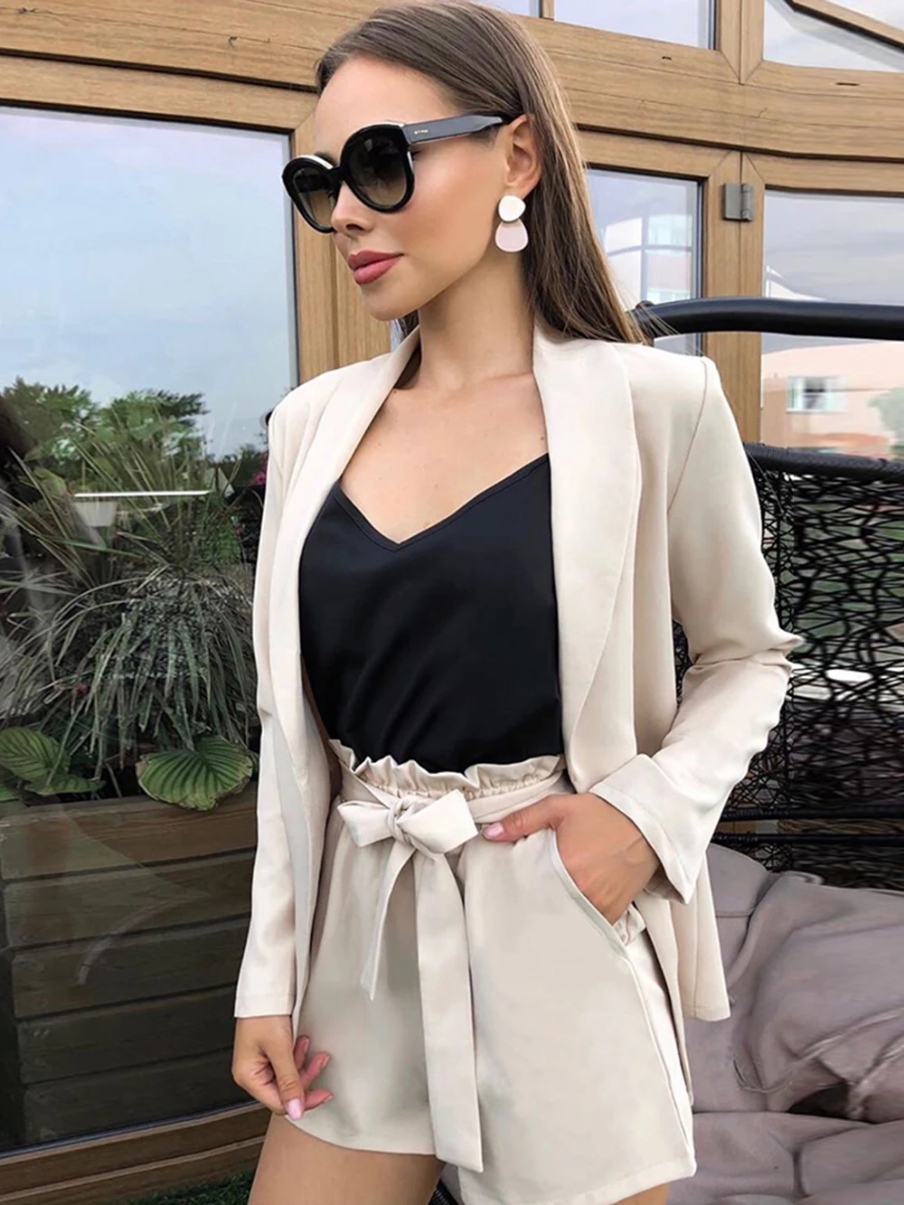 Новинка Осень 2022 соблазнительный женский костюм красного и абрикосового цвета