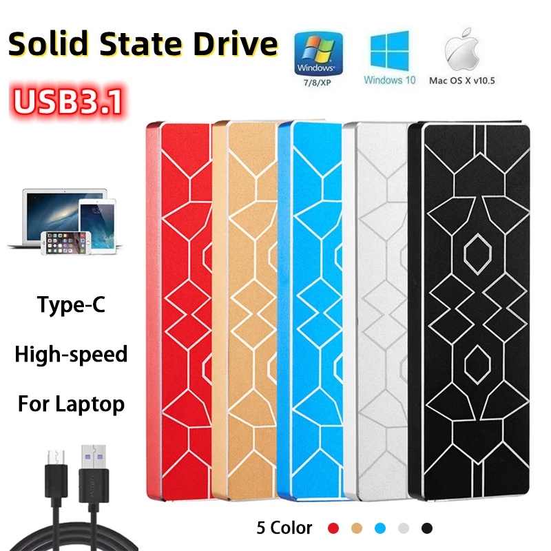 

SSD External Hard Drive USB 3.1 Type-C Portable 1TB 2TB M.2 High Speed Storage Solid State Drive Notebook For Laptops Desktop