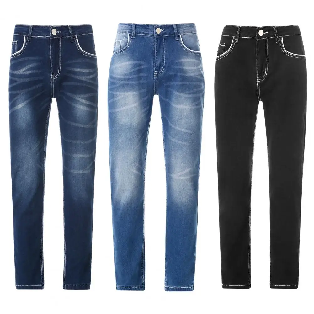 Fabulous Men Long Jeans Cool Slim Fit Straight Multi Pockets Men Long Jeans  Machine Washable Men Jeans Daily Wear Garment