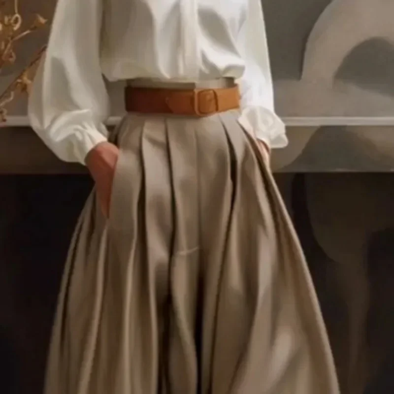 Beautyblue широкие брюки женские плиссированные с высокой талией новые повседневные