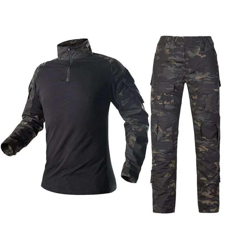 Uniforme táctico militar de camuflaje para hombres, camisa de combate negra Multicam, traje de pantalones, Ejército de EE. UU., BDU, Airsoft, francotirador, ropa de caza