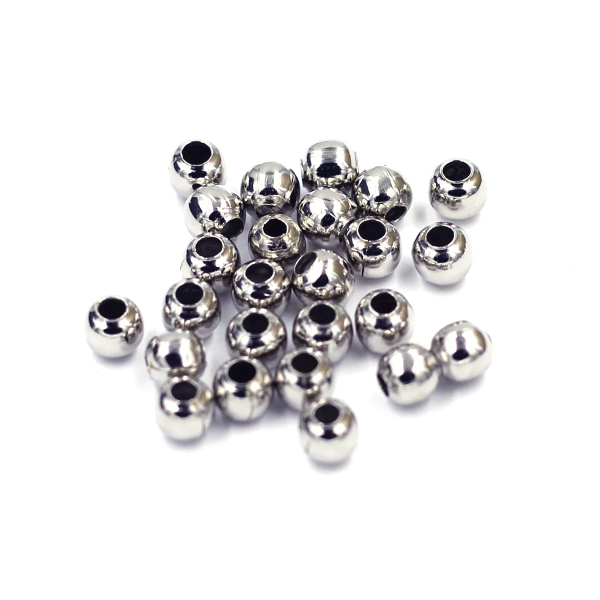 

Seed Spacer Beads Alloy Round Ball Silver Tone For Charm Bracelets Jewelry DIY Findings 4mm