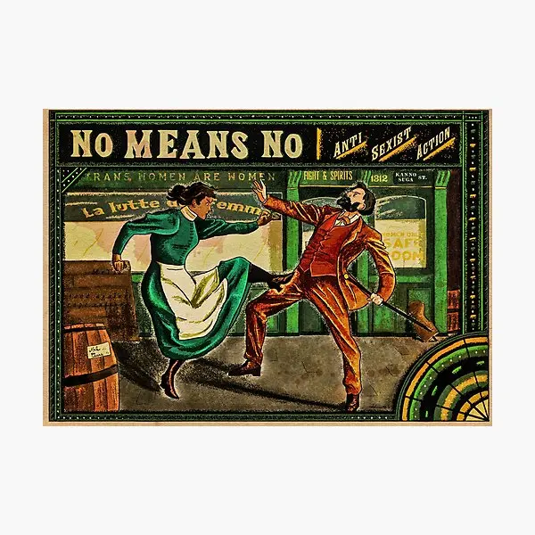 

No Means No Me Too Anti Sexist Action Poster Sitcker for Cute Living Room Anime Wall Decor Room Cartoon Background Luggage Kid
