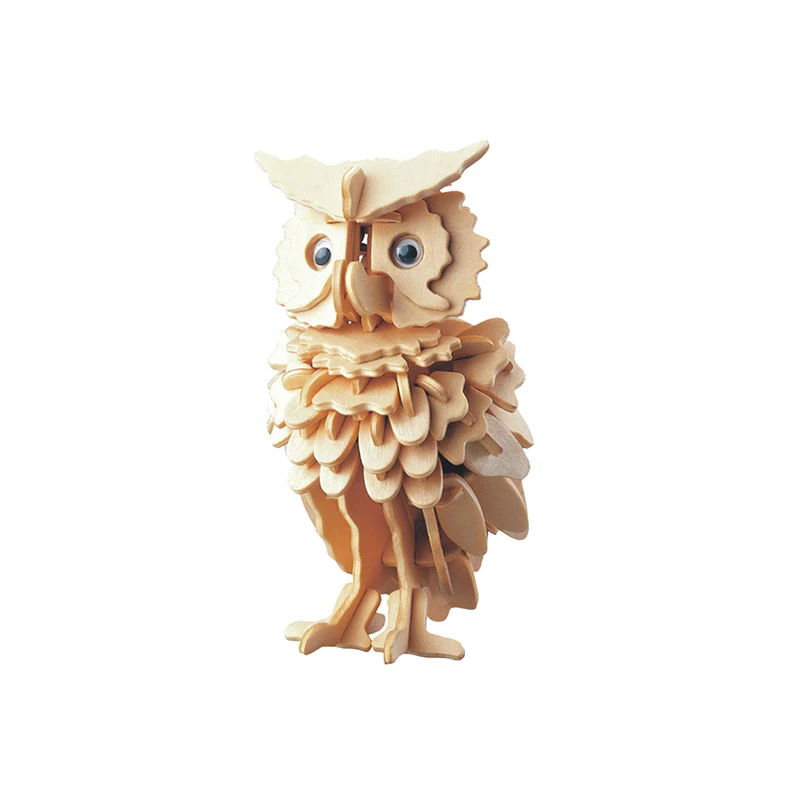 

High Quality Wooden DIY Owl Shape Puzzle Toys For Children Magical Animals 3D Assemble Puzzle Birthday Xmas Gift for Kids Adults
