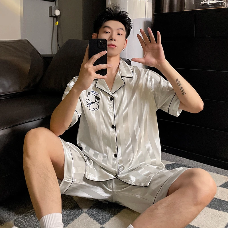 Шелковая пижама Sanrio Pacha с собакой Женская Осенняя ледяная коротким рукавом