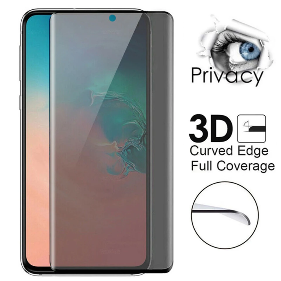 3D Curved Anti Spy Glare Peep Full Privacy 9H Tempered Glass For Huawei P30 P40 P50 Pro Mate 20 30 40 Pro Plus Screen Protector