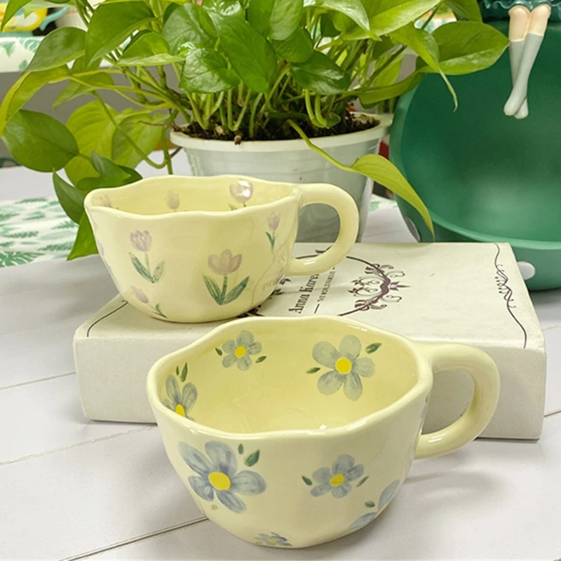 Нерегулярные цветочные кружки зажатые вручную чашки для питья подарок любителей
