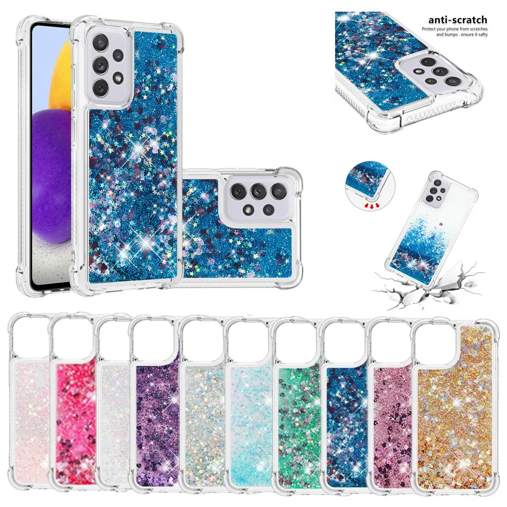 

Fashion Quicksand Glitter Case for Galaxy A73 A23 A70 A50S J7 A7 J6 J5 J4 Plus J3 A5 A3 Four Corners Drop Resistance Phone Cover