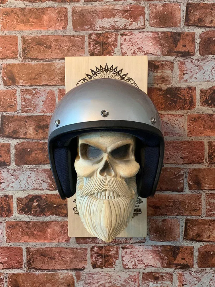 

Motorcycle Helmet Rack Skull Shape Holder With Hanger Wall Mount Multiuse Universal Motorbike Home Gift Accessories