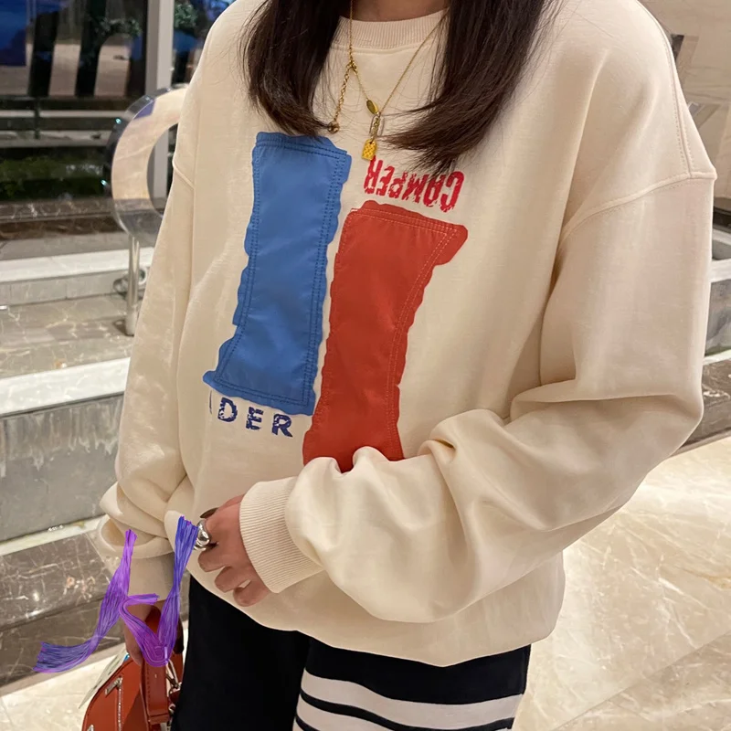 

Ader Hoodies Red Blue Stitching Patch Pullover Men Women Letter Printing Casual Loose Adererror Hoody