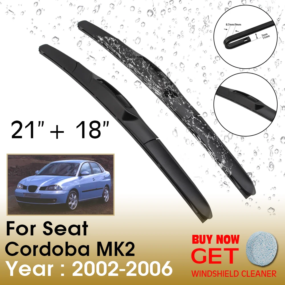 

Car Wiper Blade For Seat CORDOBA MK2 21"+18" 2002-2006 Front Window Washer Windscreen Windshield Wipers Blades Accessories