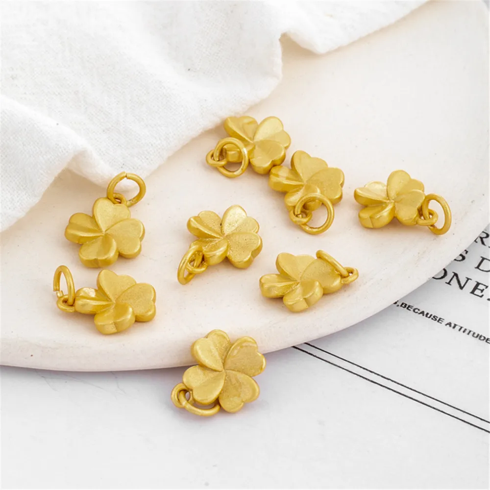 

18K Gold covered dumb gold thick clover Pendant 11*14mm lucky grass DIY bracelet necklace hanging jewelry