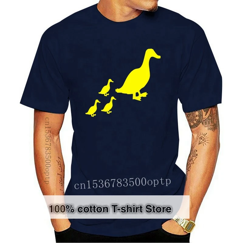 Black Womens T-Shirt with Duck Motif in Yellow-girly shirt Duck Duck Family