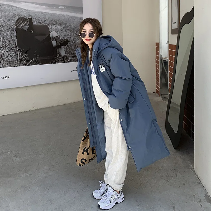 Long knee-length cotton-padded jacket tide 2022 winter new Korean waist slim slim loose cotton-padded jacket women