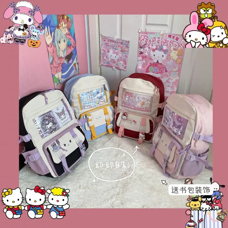

Sanrio Hellokitty Kuromi Cinnamoroll Japanese Students Cute Ins Large-capacity Cartoon Backpack Wild School Bag Light and Casual