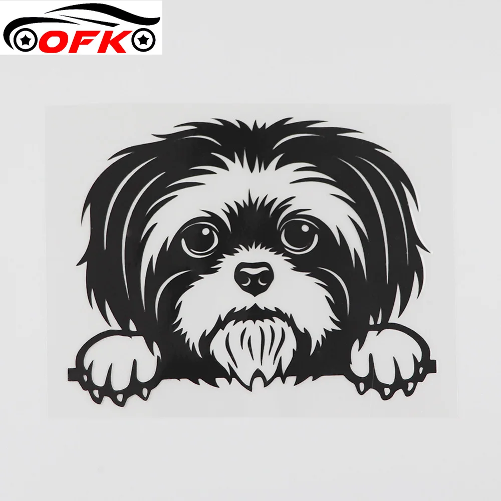 

OFK Cute Peeking Dog Window Decal Vinyl Car Sticker Black/Silver 13.2CMX10.3CM