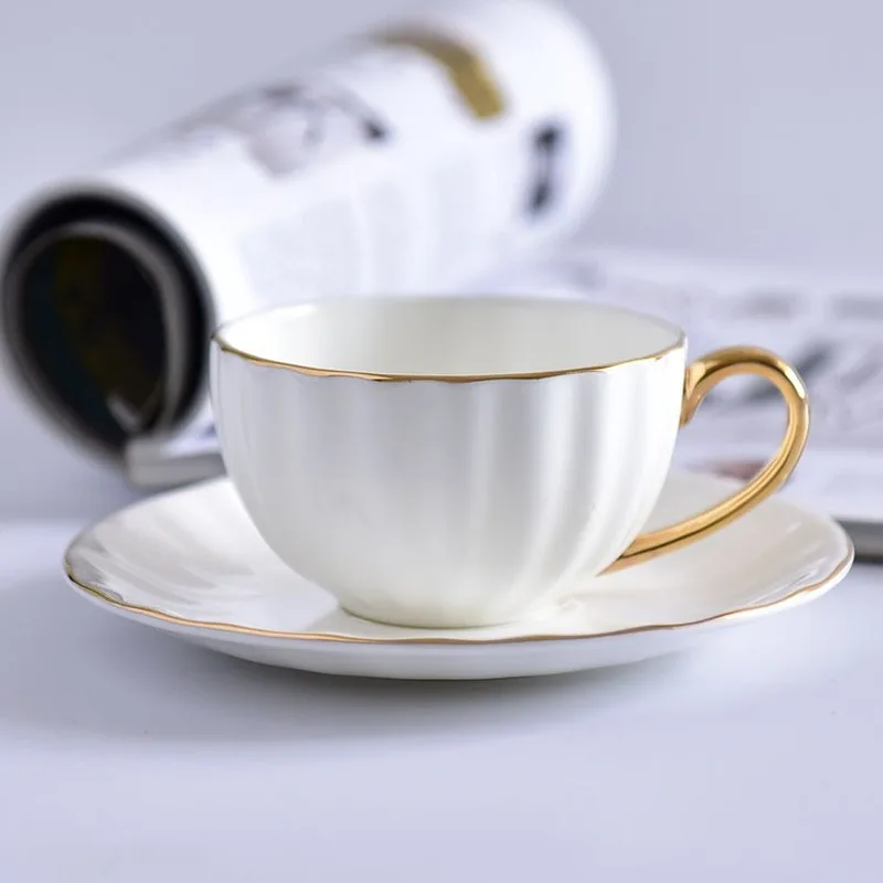

Coffee cup set golden handle pumpkin coffee cup and saucer creative bone china water cup gift customization pattern