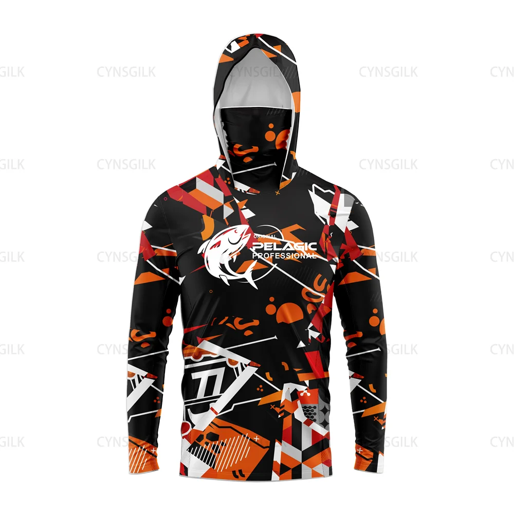 original pelagic professional Men Hood Fishing Shirt long sleeve fishing t shirt uv protection Apparel