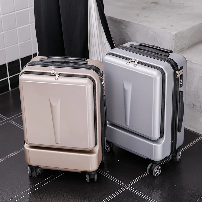 Luggage Women's Large Capacity Front Opening Business Trip Boarding Suitcase Universal Wheel Password Rod Case Strong Suitcase