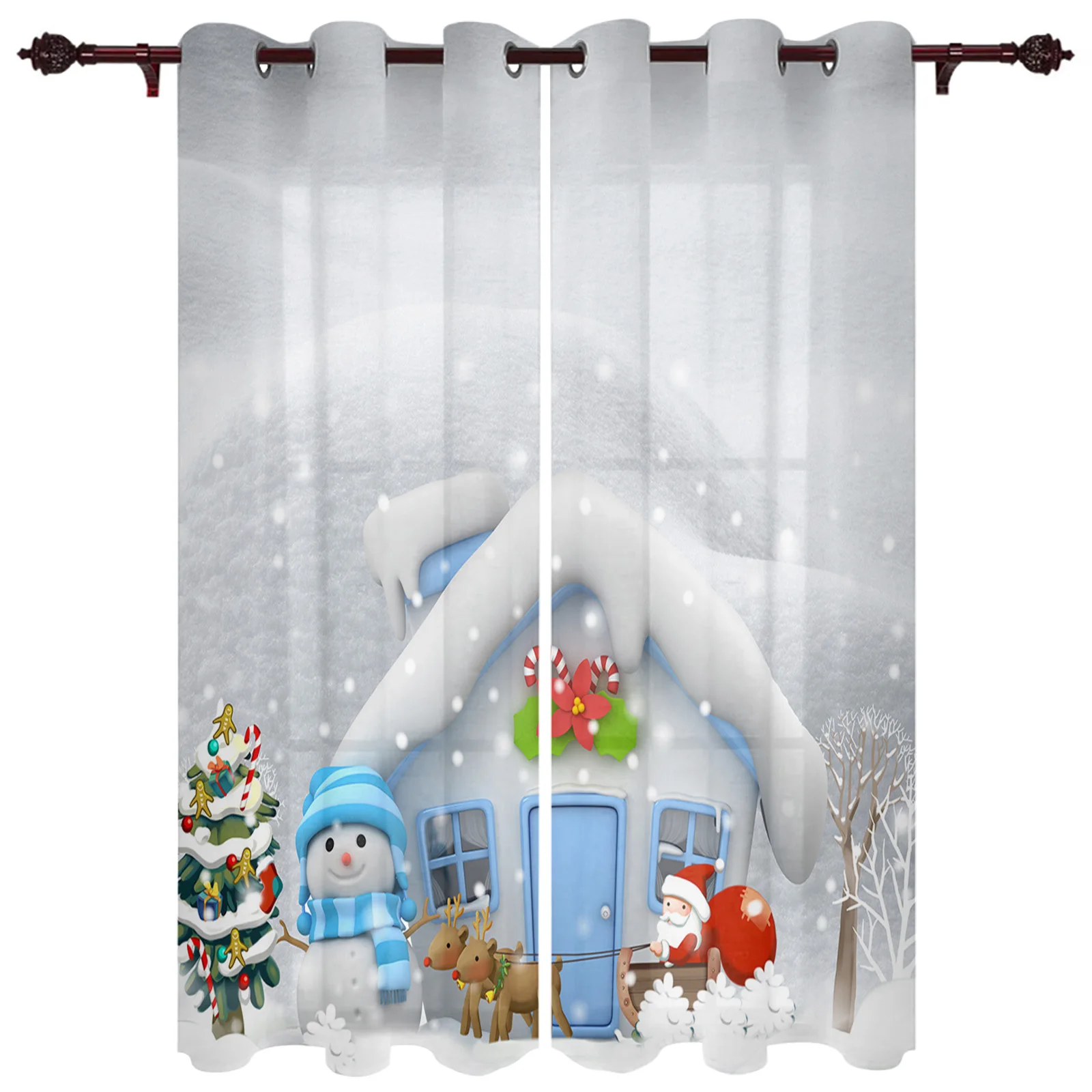 

Рождественские занавески на окна в виде снеговика, рождественские занавески для домашнего декора, занавески для гостиной, спальни, кухни