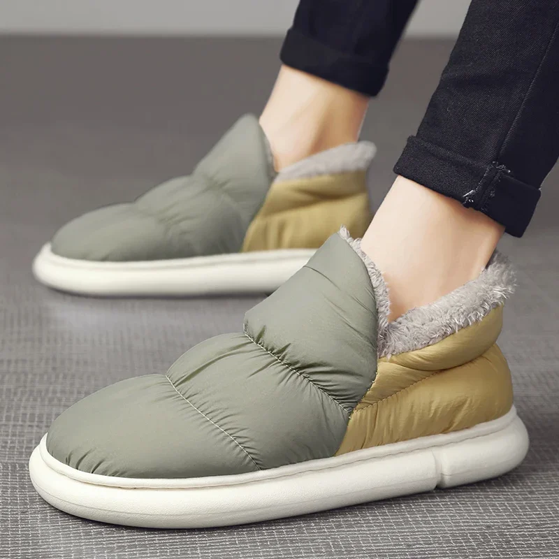 YRZL/мужские тапочки зимние пуховые водонепроницаемые домашние и уличные теплые
