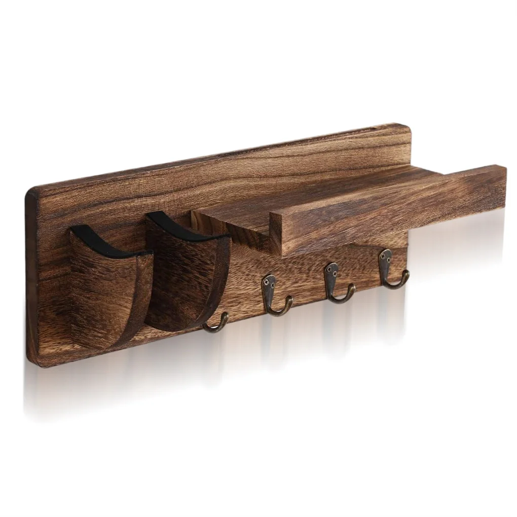 

Wood Guitar Hanger Vintage Wall Mount Bass Holder Living Room Rack Keys Shelf Indoor Household Office Instrument Shelving