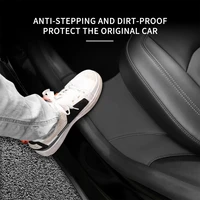 rear door protective pad cover for tesla model y 3 2018 2021 door sill anti kick leather anti kick protector stickers 2pcs