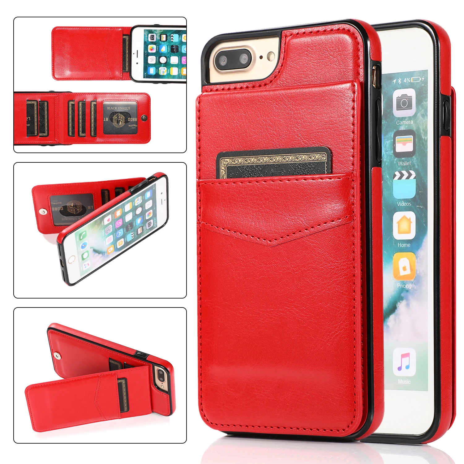 

Luxury Leather Card Wallet Case For iPhone SE2020 7 8 Plus Flip Stand Holder Hull For iPhone 6 6s Plus Phone Wallet Bag Cover